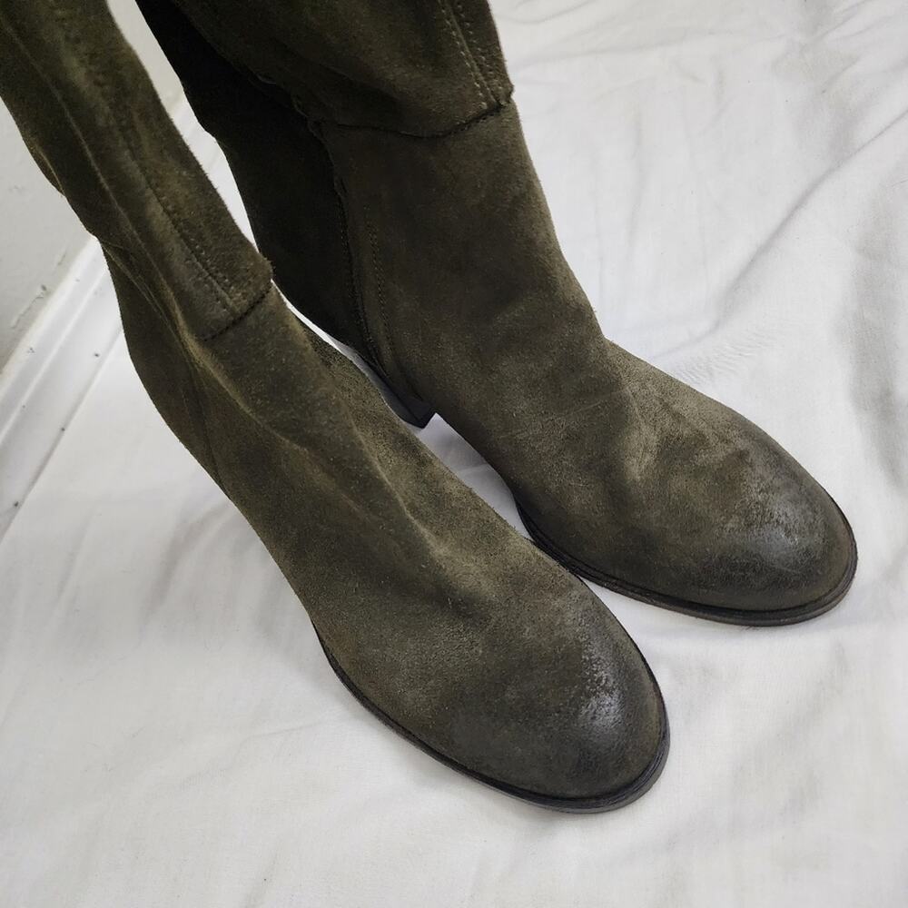 Free People Dakota Slouchy Suede Over The Knee Boots Moss Green EU 40 US 9.5 10 - Picture 10 of 11